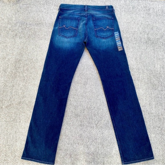 7 For All Mankind Men's Straight Jeans - Dark Blue - Picture 3 of 7